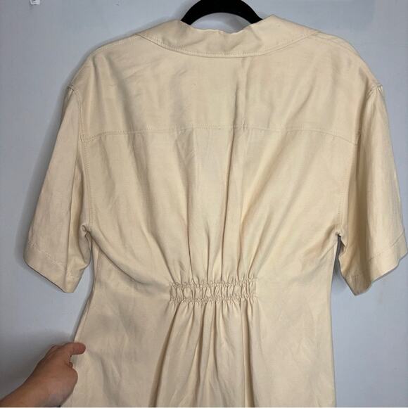 Sandro Elba Draped Twill Linen Mini Dress - Picture 8 of 9